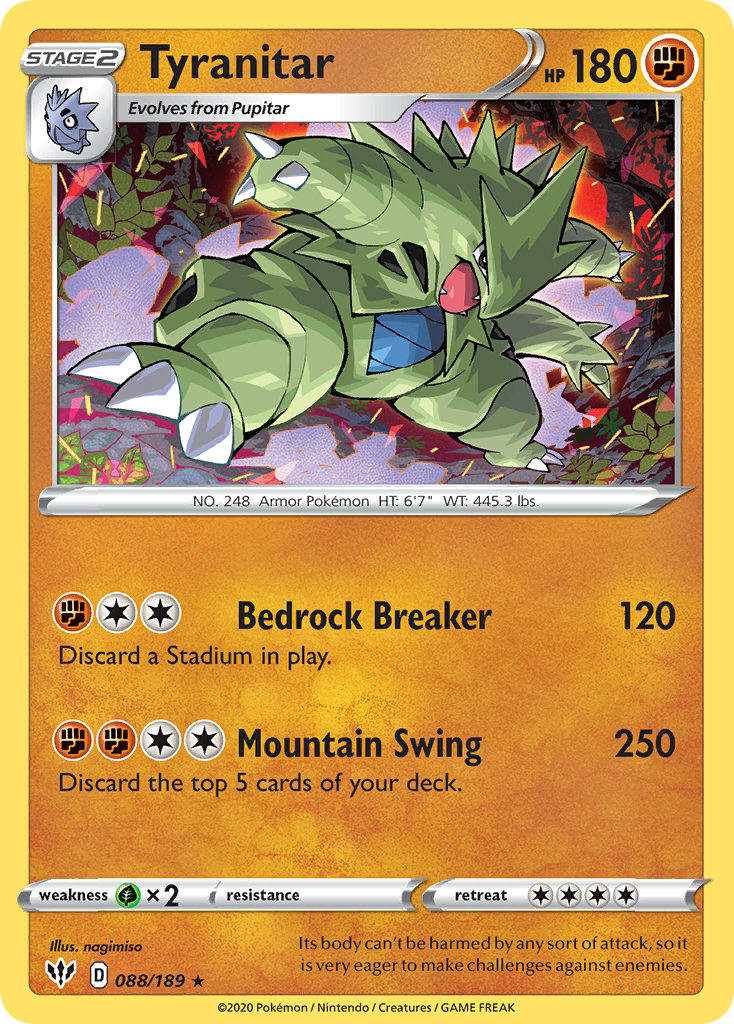 Tyranitar (088/189) [Sword & Shield: Darkness Ablaze] | Jack's On Queen