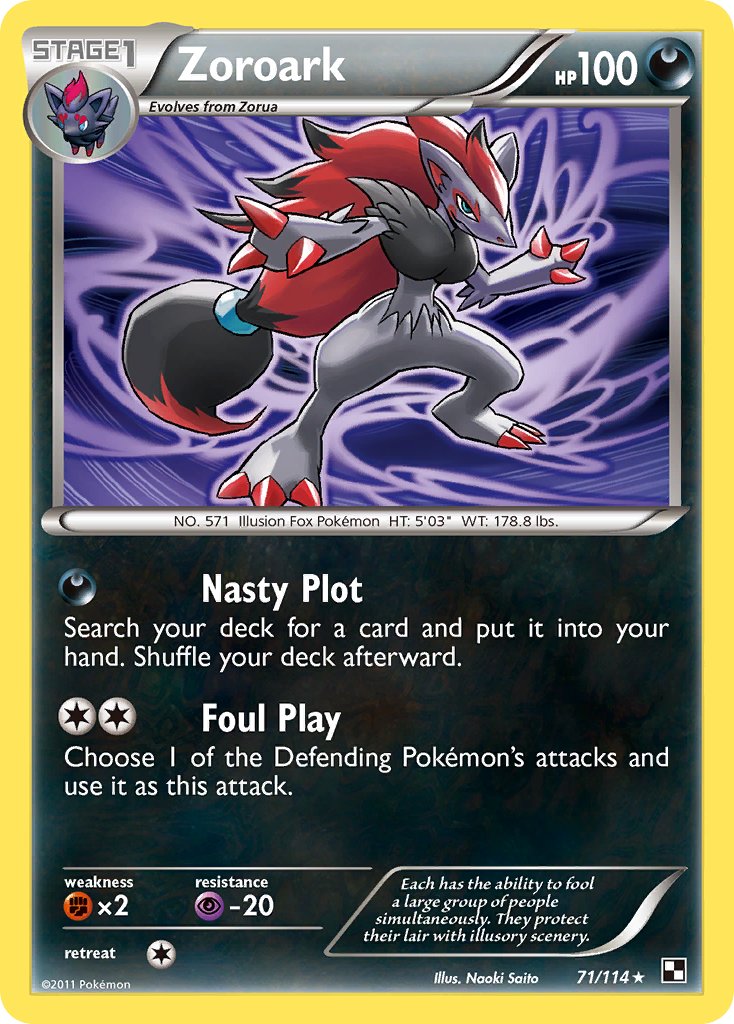 Zoroark (71/114) (Cracked Ice Holo) (Blister Exclusive) [Black & White: Base Set] | Jack's On Queen