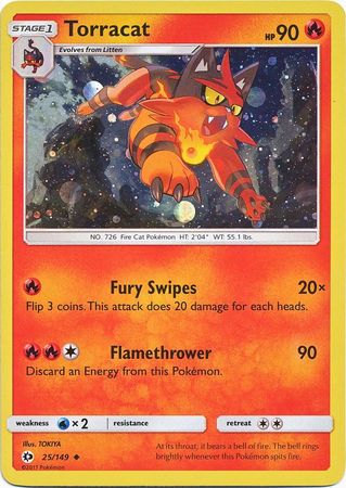 Torracat (25/149) (Cosmos Holo) [Sun & Moon: Base Set] | Jack's On Queen