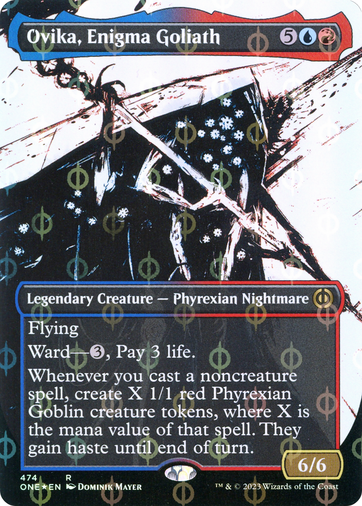 Ovika, Enigma Goliath (Borderless Ichor Step-and-Compleat Foil) [Phyrexia: All Will Be One] | Jack's On Queen