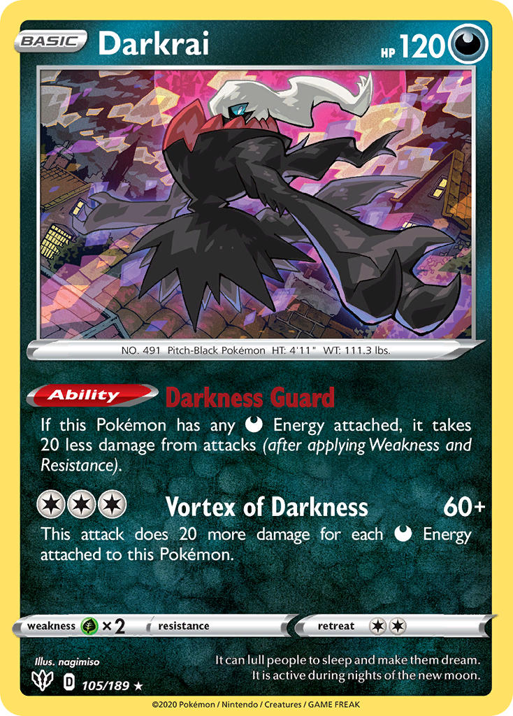 Darkrai (105/189) (Theme Deck Exclusive) [Sword & Shield: Darkness Ablaze] | Jack's On Queen