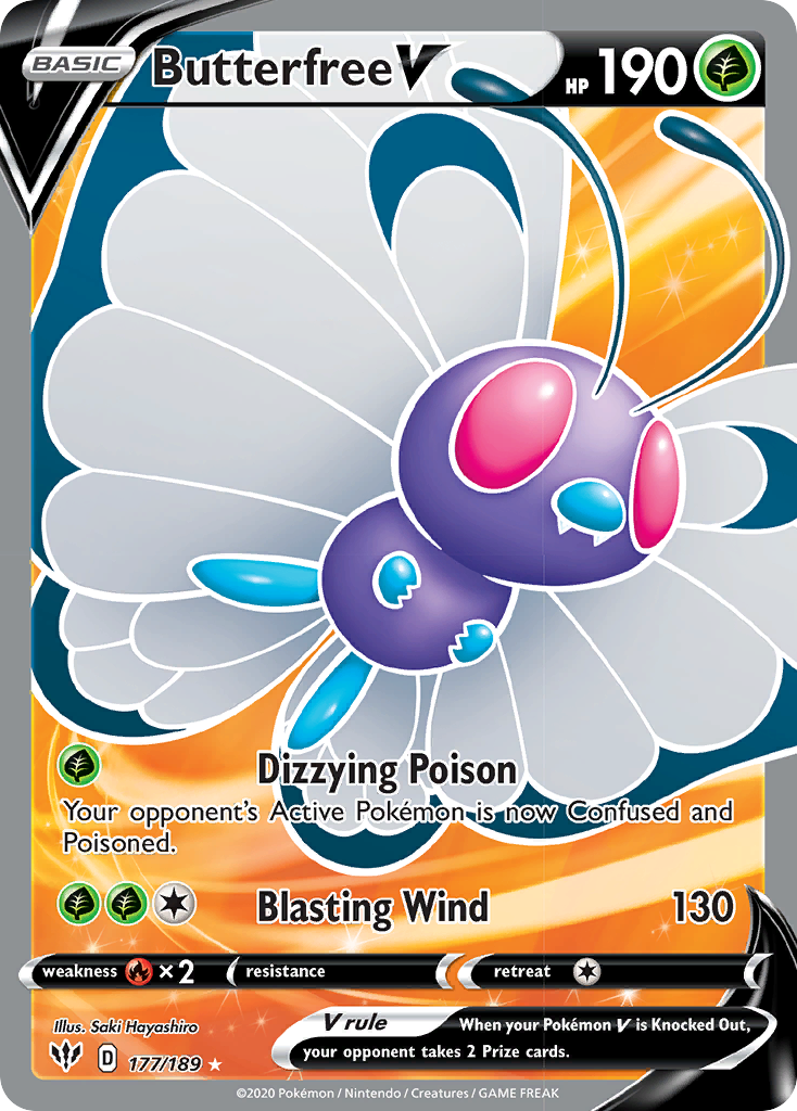 Butterfree V (177/189) [Sword & Shield: Darkness Ablaze] | Jack's On Queen