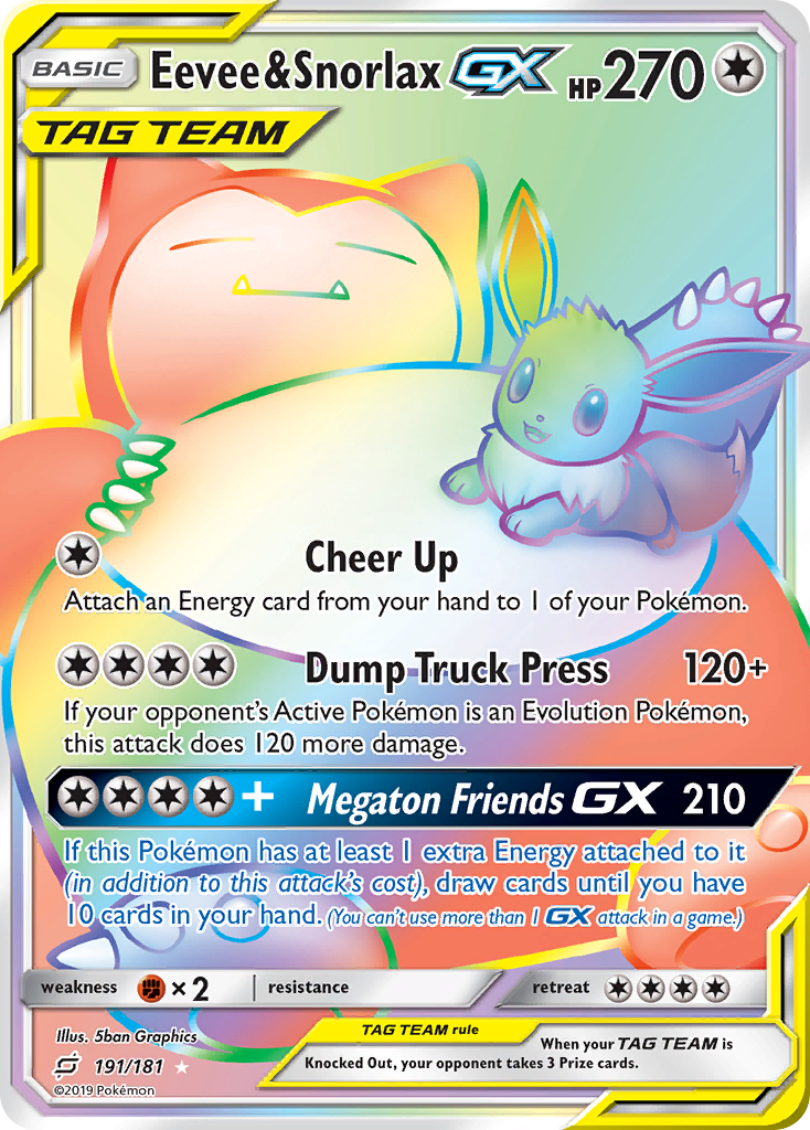 Eevee & Snorlax GX (191/181) [Sun & Moon: Team Up] | Jack's On Queen