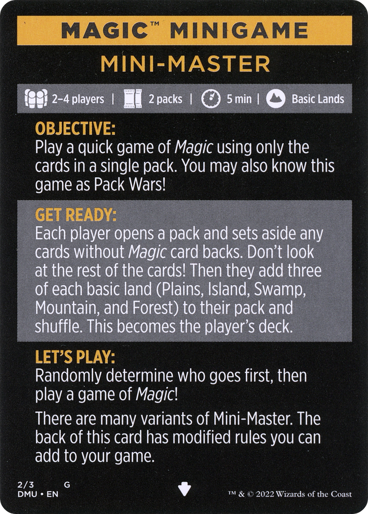 Mini-Master (Magic Minigame) [Commander Legends: Battle for Baldur's Gate Minigame] | Jack's On Queen