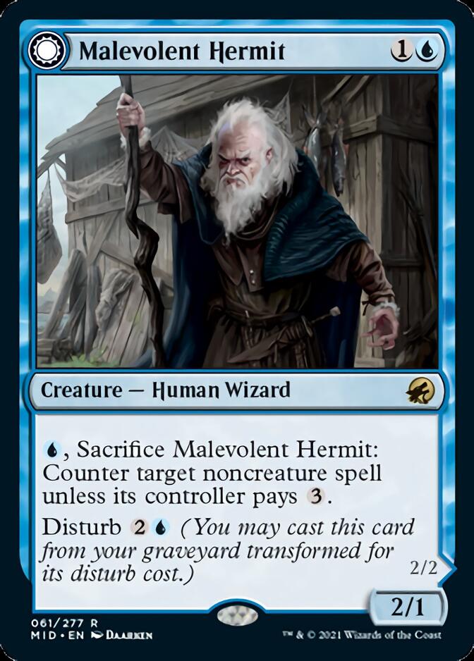 Malevolent Hermit // Benevolent Geist [Innistrad: Midnight Hunt] | Jack's On Queen