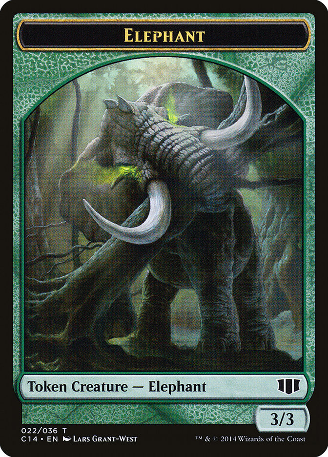 Elephant // Elf Warrior Double-sided Token [Commander 2014 Tokens] | Jack's On Queen