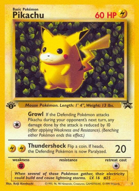 Pikachu (1) (1st Edition Misprint Promo) [Wizards of the Coast: Black Star Promos] | Jack's On Queen