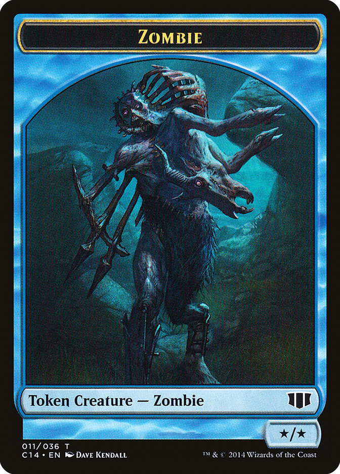 Teferi, Temporal Archmage Emblem // Zombie (011/036) Double-sided Token [Commander 2014 Tokens] | Jack's On Queen