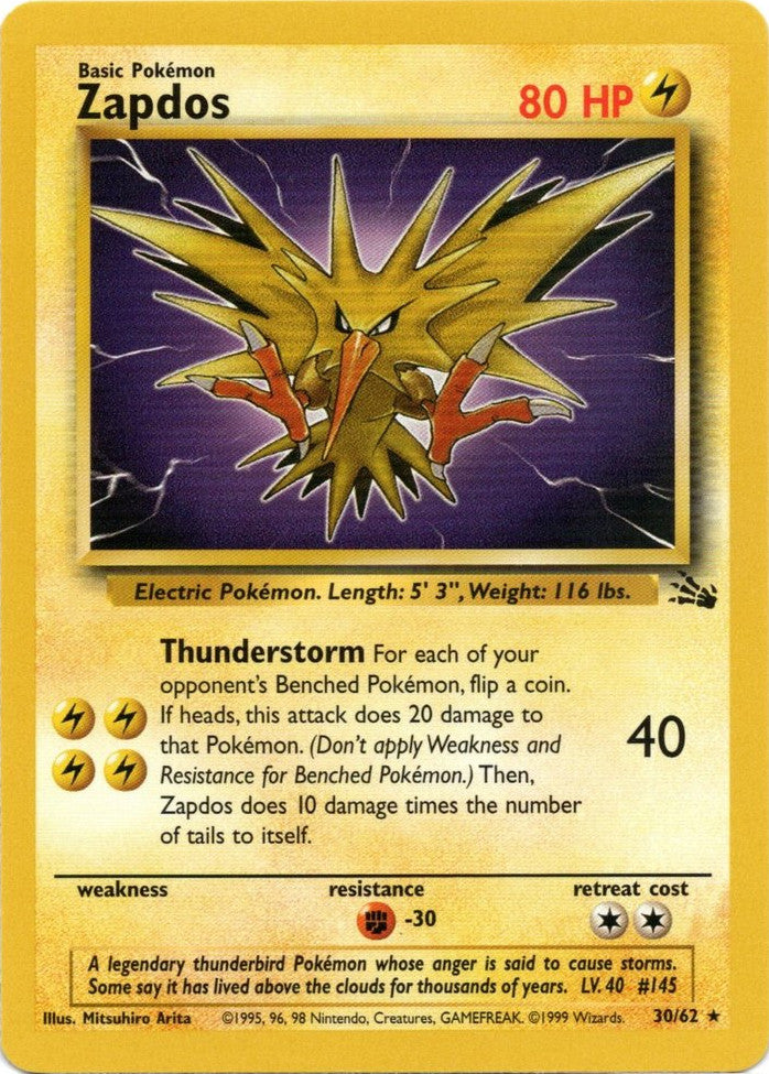 Zapdos (30/62) [Fossil Unlimited] | Jack's On Queen