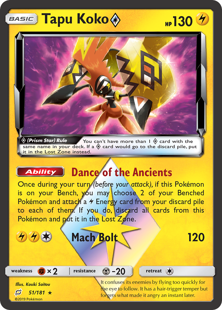 Tapu Koko (51/181) (Prism Star) [Sun & Moon: Team Up] | Jack's On Queen