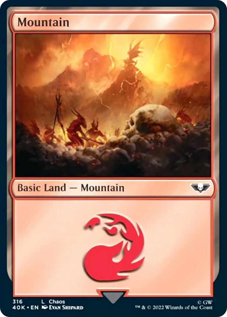 Mountain (316) (Surge Foil) [Universes Beyond: Warhammer 40,000] | Jack's On Queen