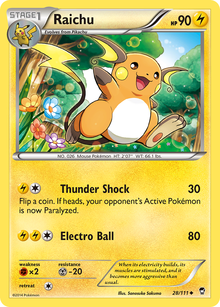 Raichu (28/111) [XY: Furious Fists] | Jack's On Queen