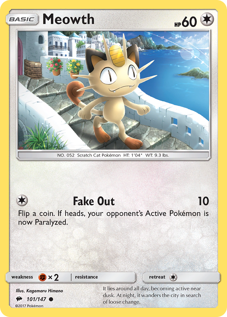 Meowth (101/147) [Sun & Moon: Burning Shadows] | Jack's On Queen