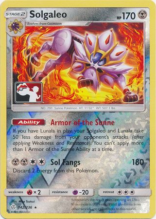 Solgaleo (142/236) (Pokemon Club Special Print) [Sun & Moon: Cosmic Eclipse] | Jack's On Queen