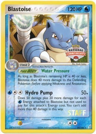 Blastoise (14/100) (National Championship Promo Staff) [EX: Crystal Guardians] | Jack's On Queen