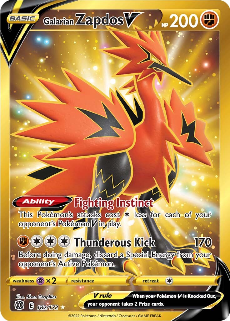 Galarian Zapdos V (182/172) [Sword & Shield: Brilliant Stars] | Jack's On Queen