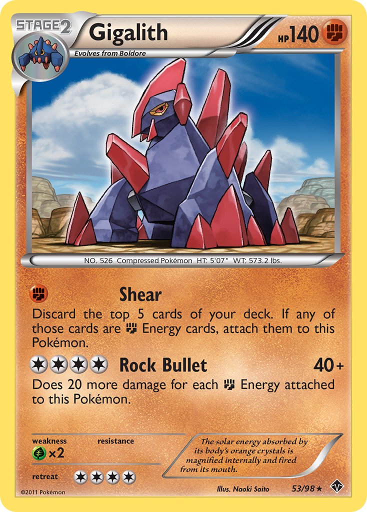 Gigalith (53/98) (Cracked Ice Holo) (Blister Exclusive) [Black & White: Emerging Powers] | Jack's On Queen