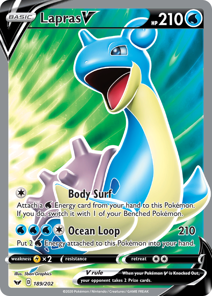 Lapras V (189/202) [Sword & Shield: Base Set] | Jack's On Queen