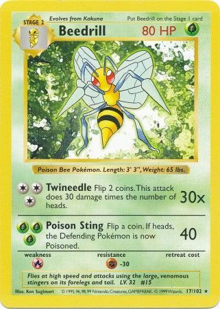 Beedrill (17/102) [Base Set Shadowless Unlimited] | Jack's On Queen