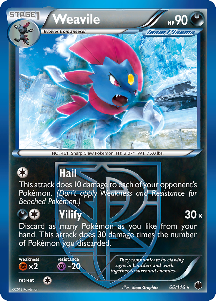 Weavile (66/116) [Black & White: Plasma Freeze] | Jack's On Queen