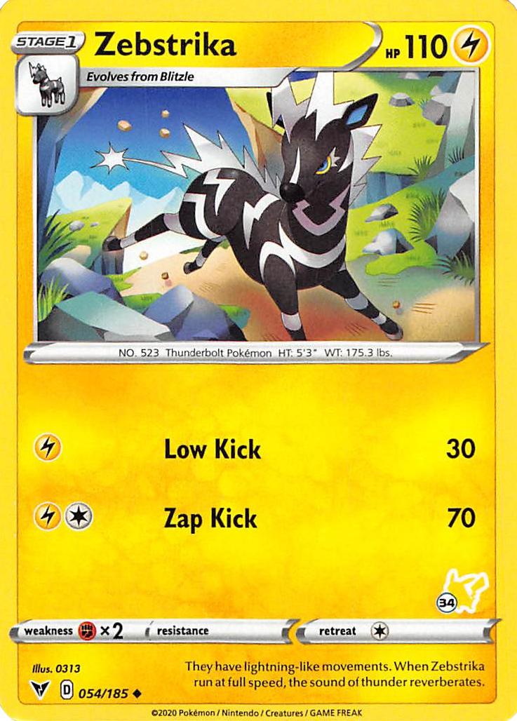 Zebstrika (054/185) (Pikachu Stamp #34) [Battle Academy 2022] | Jack's On Queen