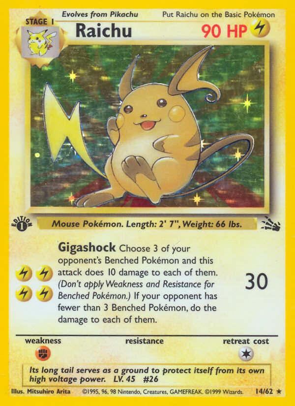 Raichu (14/62) [Fossil 1st Edition] | Jack's On Queen