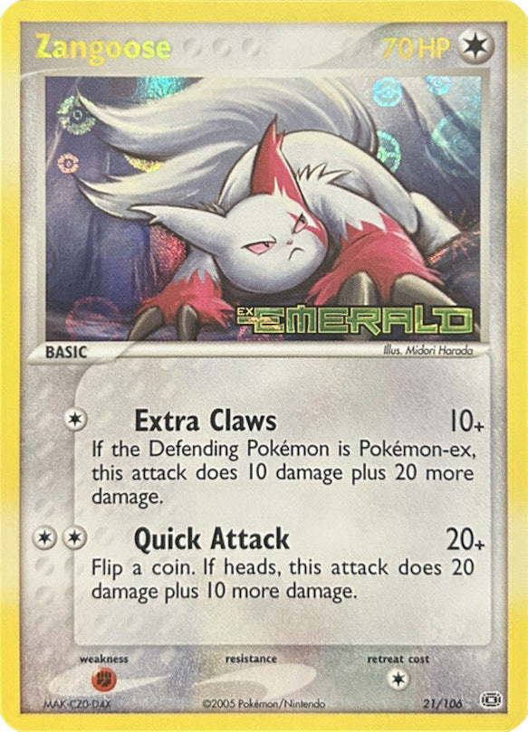 Zangoose (21/106) (Stamped) [EX: Emerald] | Jack's On Queen