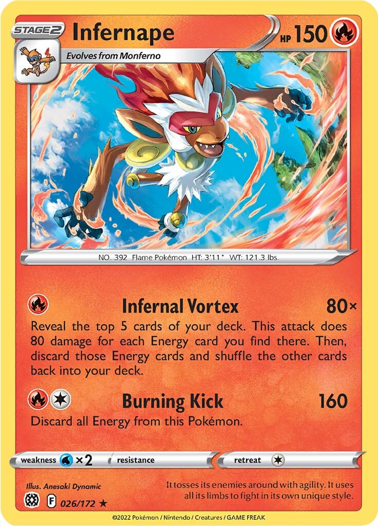 Infernape (026/172) (Theme Deck Exclusive) [Sword & Shield: Brilliant Stars] | Jack's On Queen