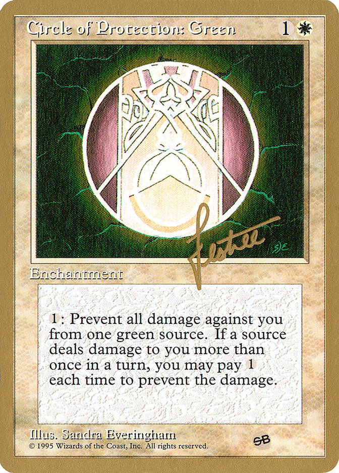 Circle of Protection: Green (Bertrand Lestree) (SB) (4ED) [Pro Tour Collector Set] | Jack's On Queen