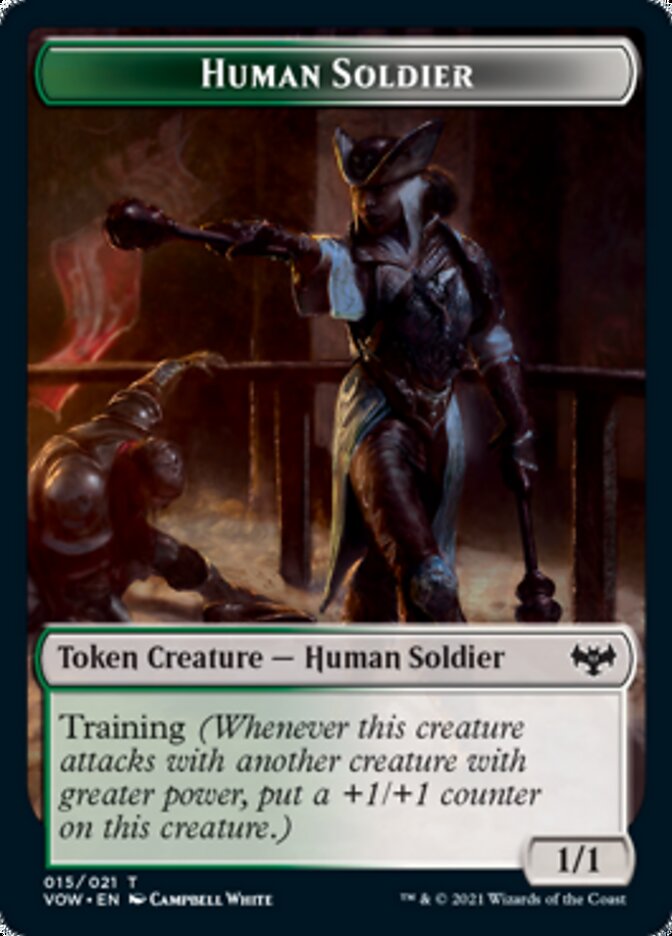 Zombie (008) // Human Soldier Double-sided Token [Innistrad: Crimson Vow Tokens] | Jack's On Queen