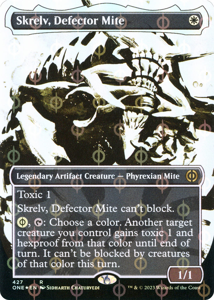 Skrelv, Defector Mite (Borderless Ichor Step-and-Compleat Foil) [Phyrexia: All Will Be One] | Jack's On Queen