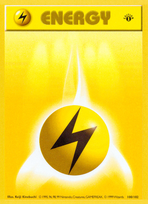 Lightning Energy (100/102) (Shadowless) [Base Set 1st Edition] | Jack's On Queen