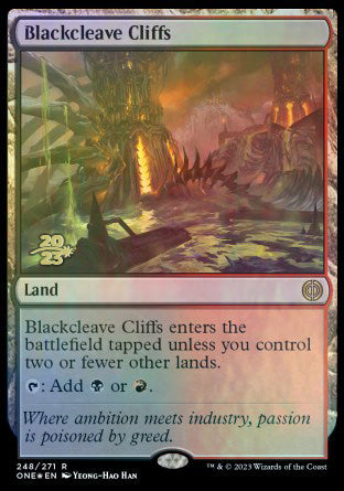 Blackcleave Cliffs [Phyrexia: All Will Be One Prerelease Promos] | Jack's On Queen