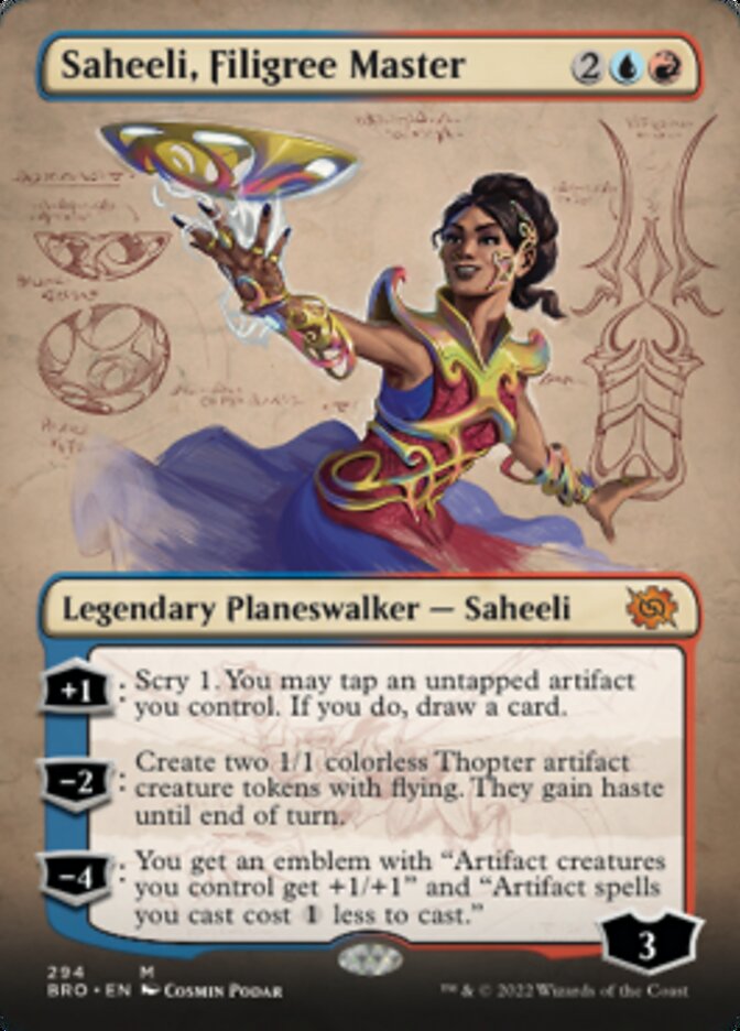 Saheeli, Filigree Master (Borderless Alternate Art) [The Brothers' War] | Jack's On Queen