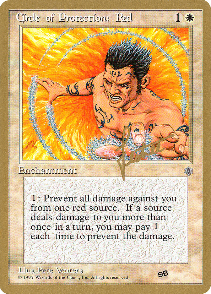 Circle of Protection: Red (Bertrand Lestree) (SB) (ICE) [Pro Tour Collector Set] | Jack's On Queen