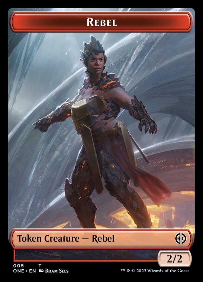 Rebel // Phyrexian Germ Double-Sided Token [Phyrexia: All Will Be One Commander Tokens] | Jack's On Queen