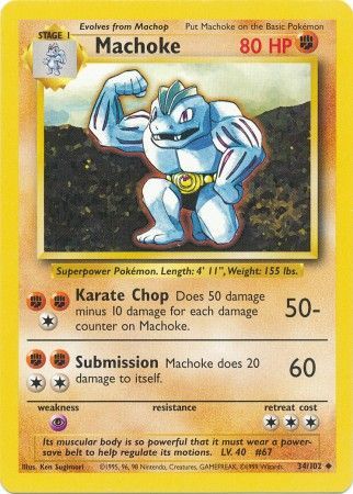 Machoke (34/102) [Base Set Unlimited] | Jack's On Queen