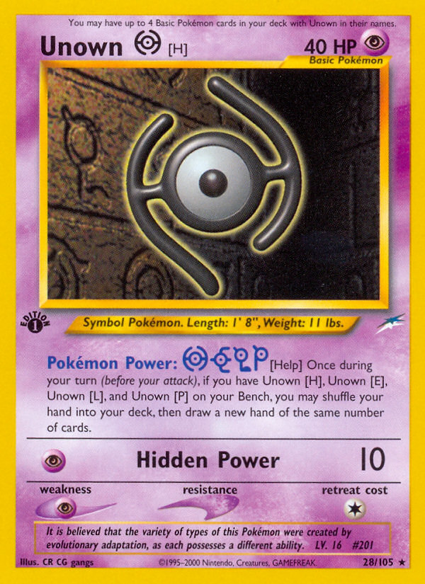 Unown [H] (28/105) [Neo Destiny 1st Edition] | Jack's On Queen