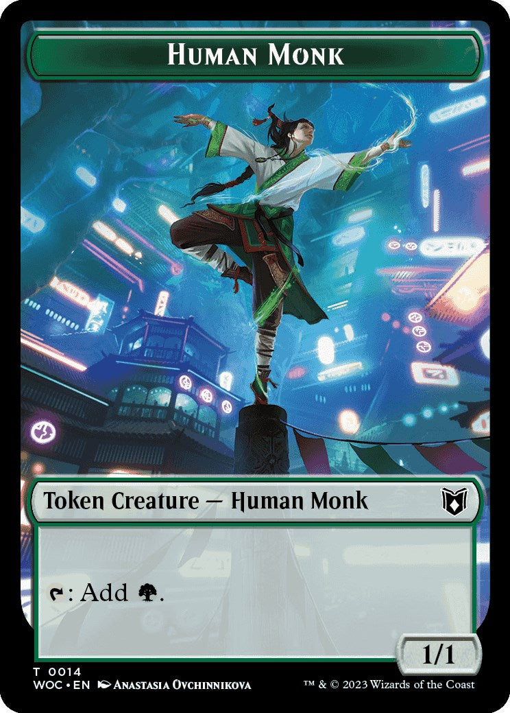 Human Monk // Saproling Double-Sided Token [Wilds of Eldraine Commander Tokens] | Jack's On Queen
