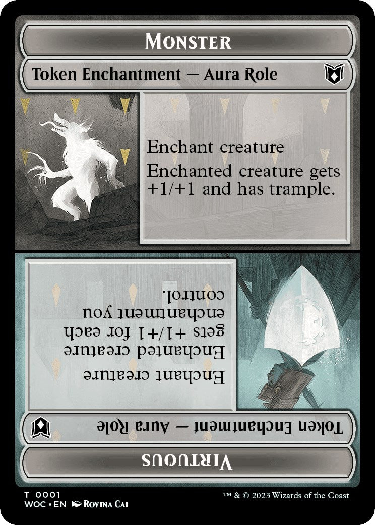 Monster Role / Virtuous Role // Royal Role / Virtuous Role Double-Sided Token [Wilds of Eldraine Commander Tokens] | Jack's On Queen