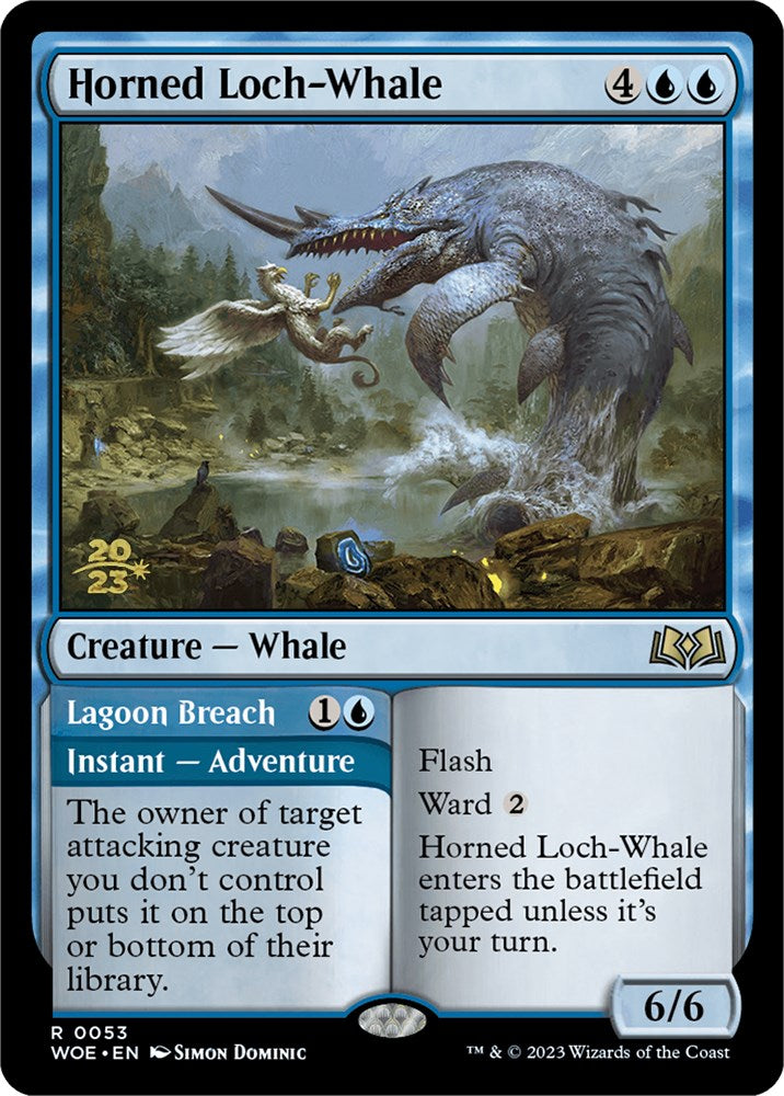 Horned Loch-Whale // Lagoon Breach [Wilds of Eldraine Prerelease Promos] | Jack's On Queen