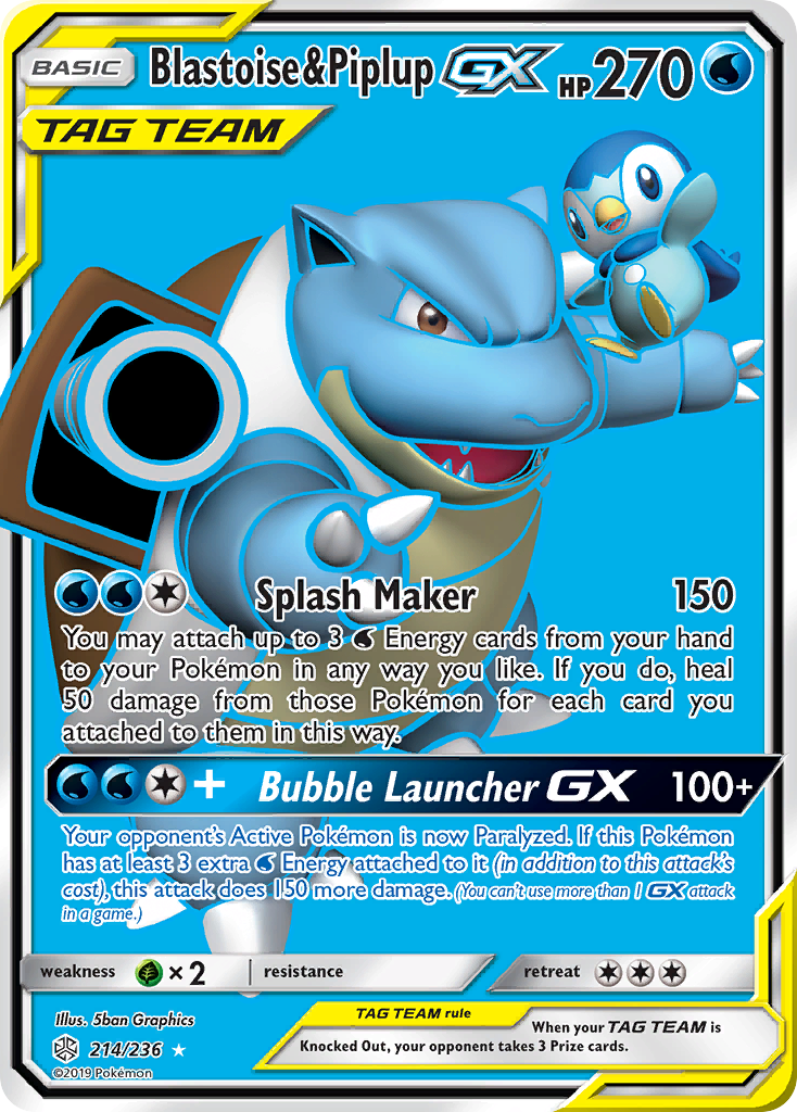 Blastoise & Piplup GX (214/236) [Sun & Moon: Cosmic Eclipse] | Jack's On Queen