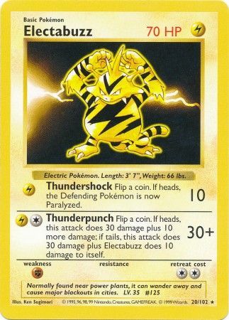 Electabuzz (20/102) [Base Set Shadowless Unlimited] | Jack's On Queen