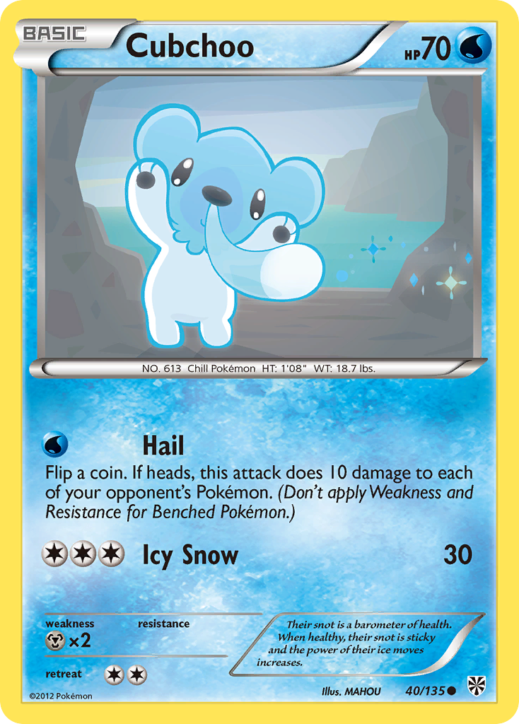 Cubchoo (40/135) [Black & White: Plasma Storm] | Jack's On Queen