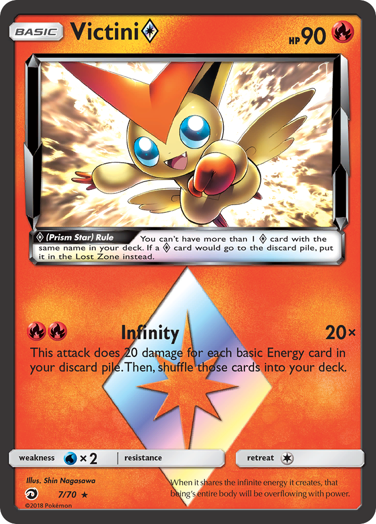 Victini (7/70) (Prism Star) [Sun & Moon: Dragon Majesty] | Jack's On Queen