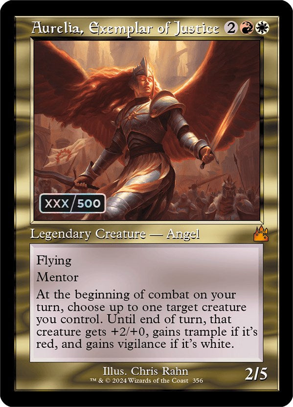 Aurelia, Exemplar of Justice (Retro) (Serialized) [Ravnica Remastered] | Jack's On Queen