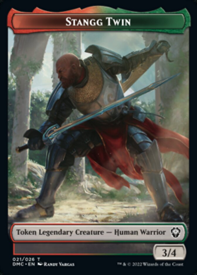 Soldier // Stangg Twin Double-sided Token [Dominaria United Tokens] | Jack's On Queen