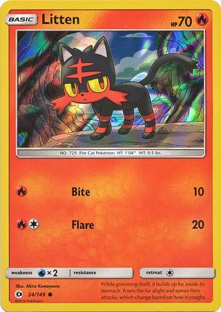 Litten (24/149) (Water Web Holo) [Sun & Moon: Base Set] | Jack's On Queen