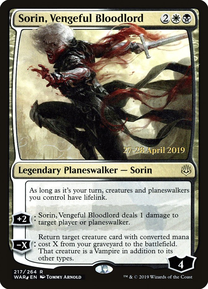 Sorin, Vengeful Bloodlord  [War of the Spark Prerelease Promos] | Jack's On Queen