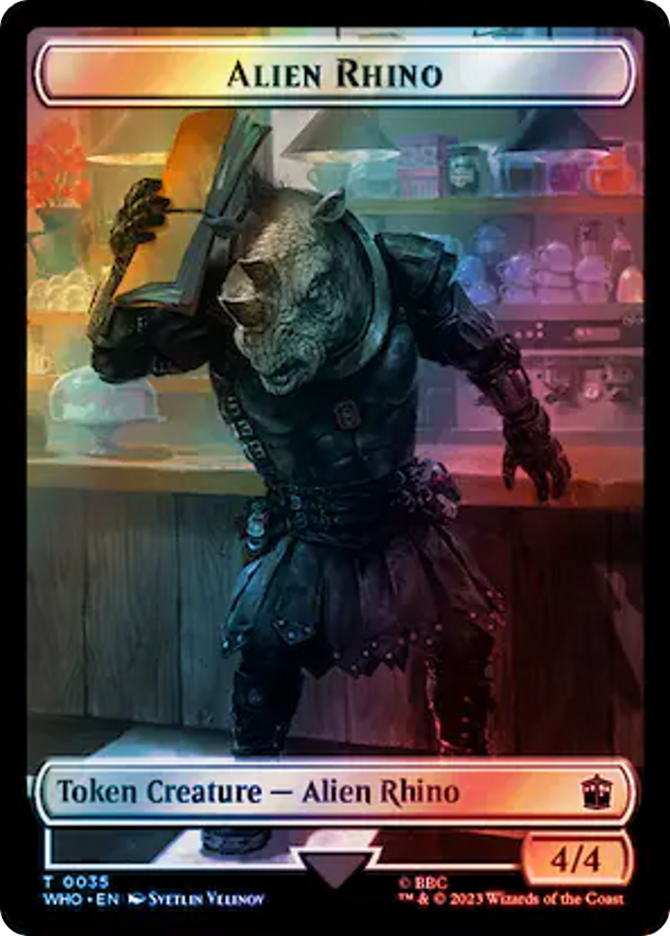 Alien Rhino // Food (0058) Double-Sided Token (Surge Foil) [Doctor Who Tokens] | Jack's On Queen